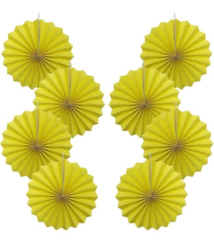 Retisee 18-Piece Lemon Party Decorations Kit - Yellow Paper Lanterns, Fans & Honeycomb Balls