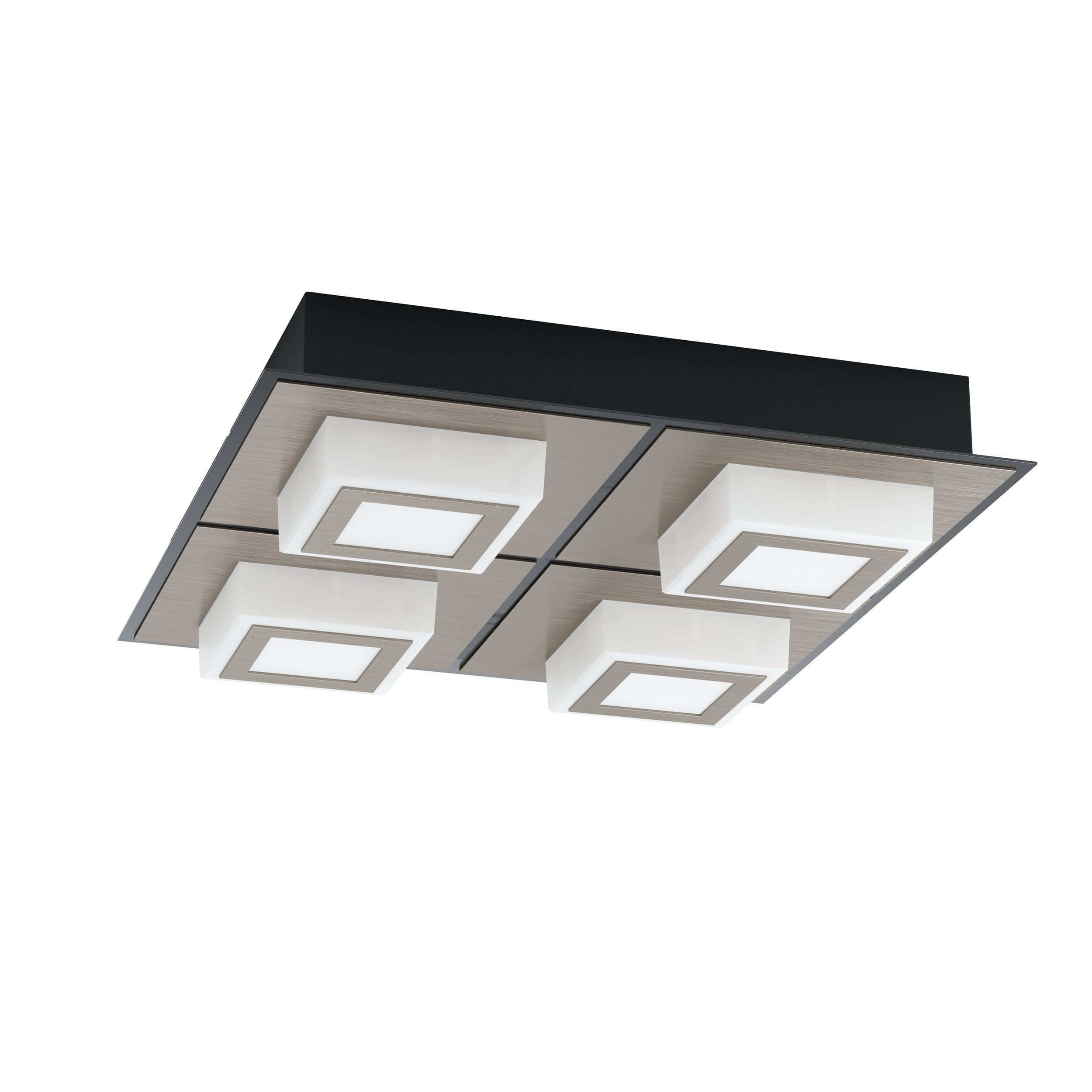 EGLO Masiano 1 LED Ceiling Light, 4-Bulb Wall Light, Ceiling Light Made of Aluminium, Steel and Plastic in Black, Satined, Living Room Lamp, Warm White