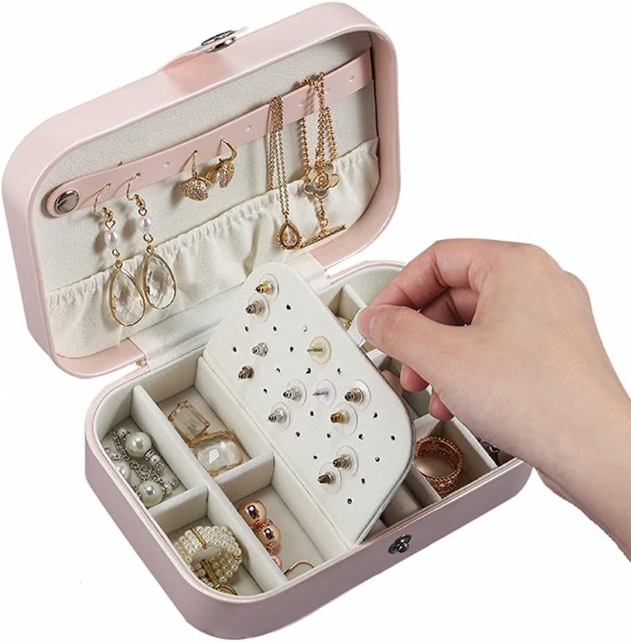 Jewelry Organizer Cases PU Leather Travel Portable Jewelry Storage Box for Necklace Earrings Rings Bracelet 6.3x4.3x2'': Home Improvement