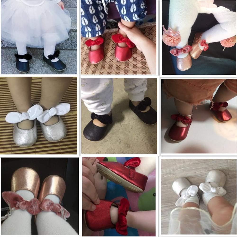  | Baby Girls Mary Jane Flats Anti-Slip Rubber Sole Bow Toddler Princess Dress Shoes | Mary Jane