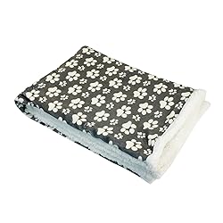 long rich Printed Dog paw Flannel Reverse to Sherpa