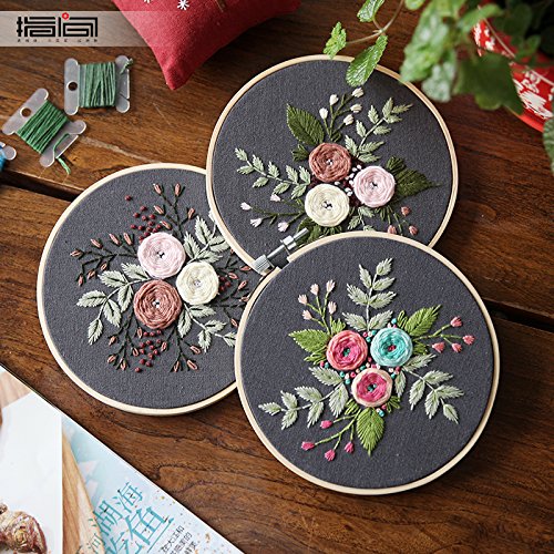Cross Stitch Stamped Embroidery Kit - Eafior DIY Beginner Counted Starter Cross Stitch Kit for Art Craft Handy Sewing Including Color Pattern Embroidery Cloth,Embroidery Hoop,Color Threads,Tools Kit