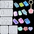 FineInno 5 PCS Shaker Resin Molds,Double Layer Quicksand Silicone Molds for Resin,Epoxy Resin Molds DIY Rabbit, Star,Heart Pendant,Jewelry Making
