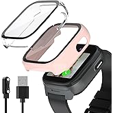 SimpleThings Compatible with Cosmo JrTrack 5 Screen Protector, Hard PC Case with HD Clear Tempered Glass Screen Protector for Cosmo JrTrack 5 Watch for Kids Boys Girls (Pink+Clear)
