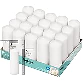 Bolsius White Pillar Candles – 2x6 Unscented Candle Set of 20 – Dripless, Smokeless, and Clean Burning Household Dinner Candles – Perfect for Weddings, Parties, Dinners – 20 Decorative Candles