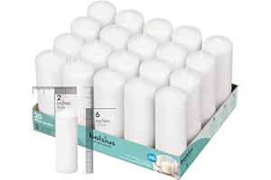Bolsius White Pillar Candles – 2x6 Unscented Candle Set of 20 – Dripless, Smokeless, and Clean Burning Household Dinner Candles – Perfect for Weddings, Parties, Dinners – 20 Decorative Candles