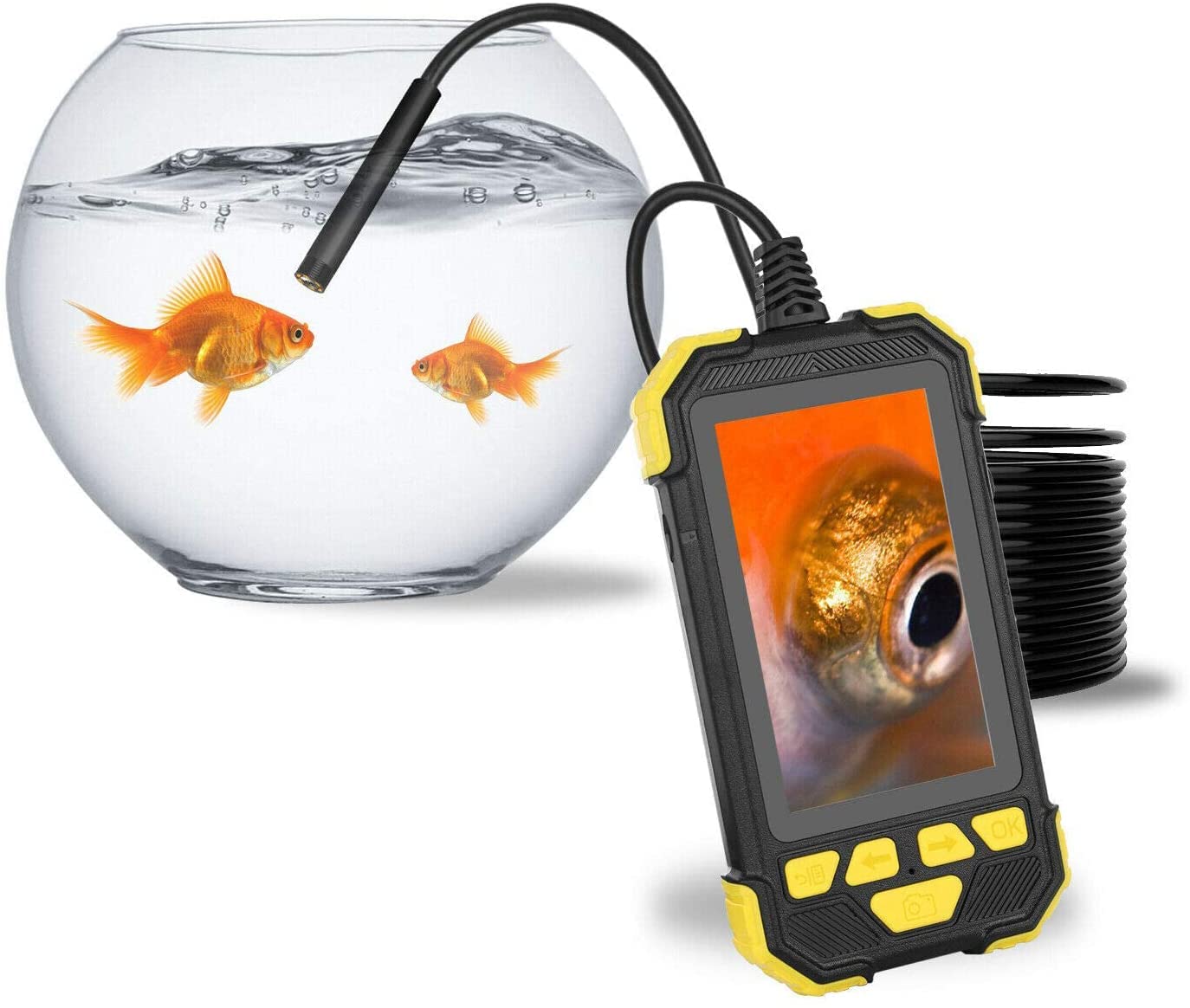 Industrial Endoscope, 1080P Inspection Camera with 4.3 Inch LCD Screen, Waterproof Semi-Rigid Gooseneck, Borescope for Checking Car, Boat and Plane Engines, Mechanical Devices, 5.5mm(5M)