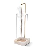 Marble Incense Holder, Incense Burner, Incense Holder for Sticks (White) | Hang Upside down Incense Sticks Burner Holder Storage with Glass Ash Catcher Marble Base for Meditation Yoga Home Decor