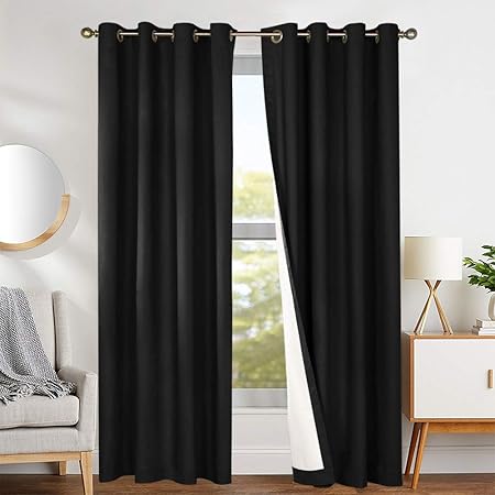 Amazon Com Blackout Curtains Black 84 Inch Bedroom Window Curtain