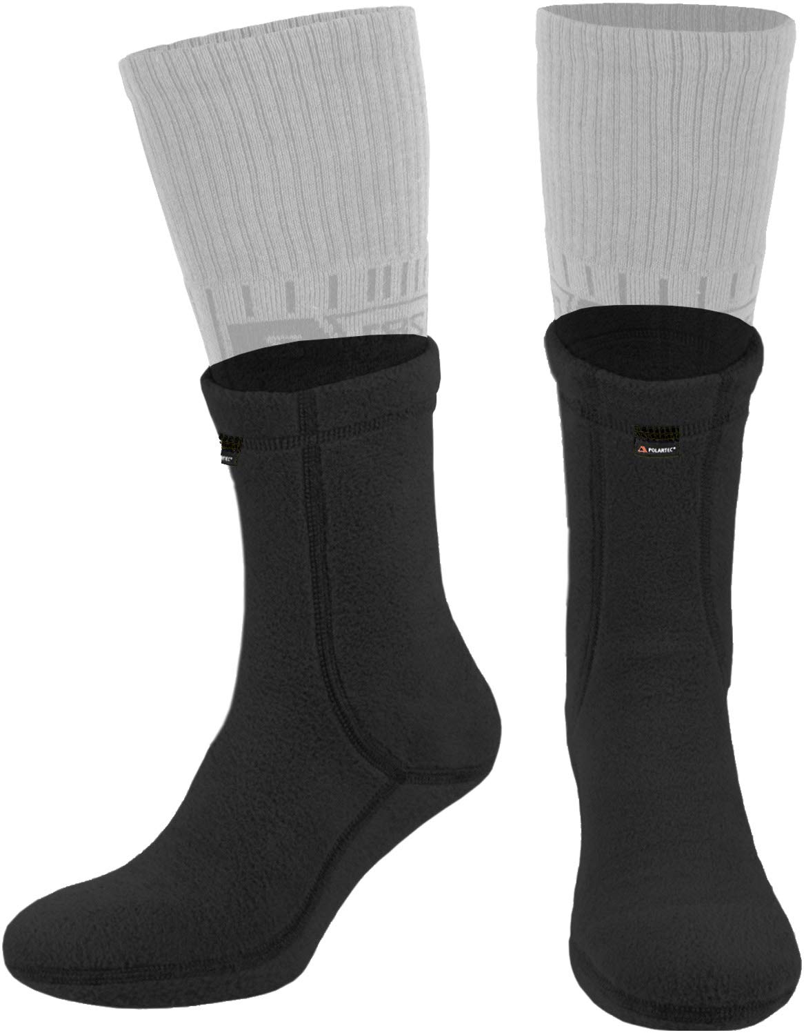 281Z Hiking Warm 6 inch Boot Liner Socks - Military Tactical Outdoor Sport - Polartec Fleece Winter Socks, Black, Large