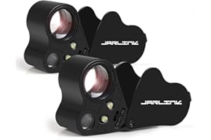 JARLINK 2 Pack 30X 60X Illuminated Jewelers Loupe Magnifier, Foldable Jewelry Magnifier with Bright LED Light for Gems, Jewelry, Coins, Stamps, etc (Black)