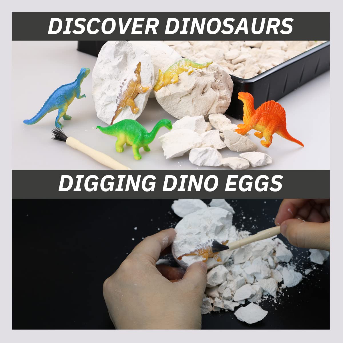 Giggleway Create a Dinosaur Habitat with Dino Egg Dig Kit & Volcano Science Kit, Dinosaur Toys with Dino Eggs Excavation Set, Eruption Volcano Science Experiment, Craft Toys for Boys and Girls