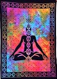 ANJANIYA Seven Chakra Yoga Meditation Studio Room Decorations Tie Dye Hippie Psychedelic Medium Tapestry 7 Chakras Tapestries Meditating Peace Wall Art Hanging Decor (Multi, 54"X60")