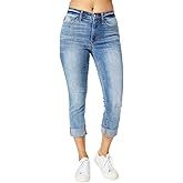 Judy Blue Mid Rise Cuffed Skinny Capri Jeans