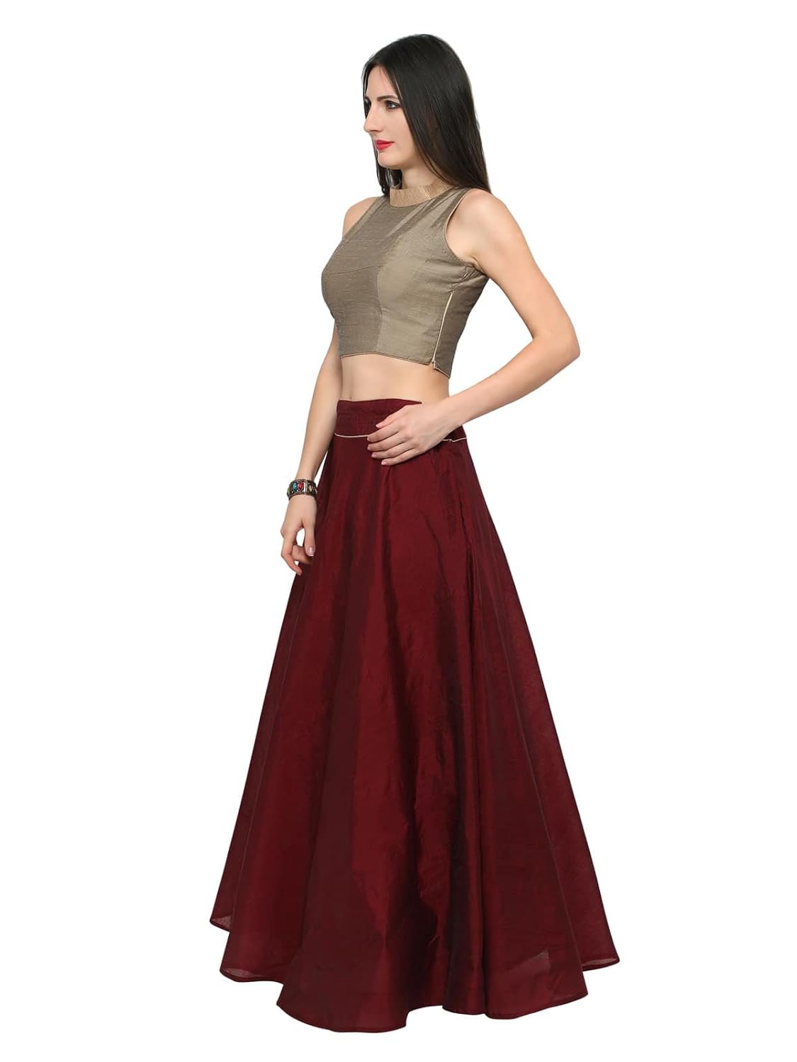 inddus women's cotton lehenga choli (ind-ifw-53, maroon, free size)