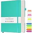 Lined Notebook Journal for Women Men, A4 College Ruled Notebook, 312 Numbered Pages Notebooks for Work, 100gsm Paper Daily Journal, Hardcover Vegan Leather Journals for Writing Office, Peacock Blue