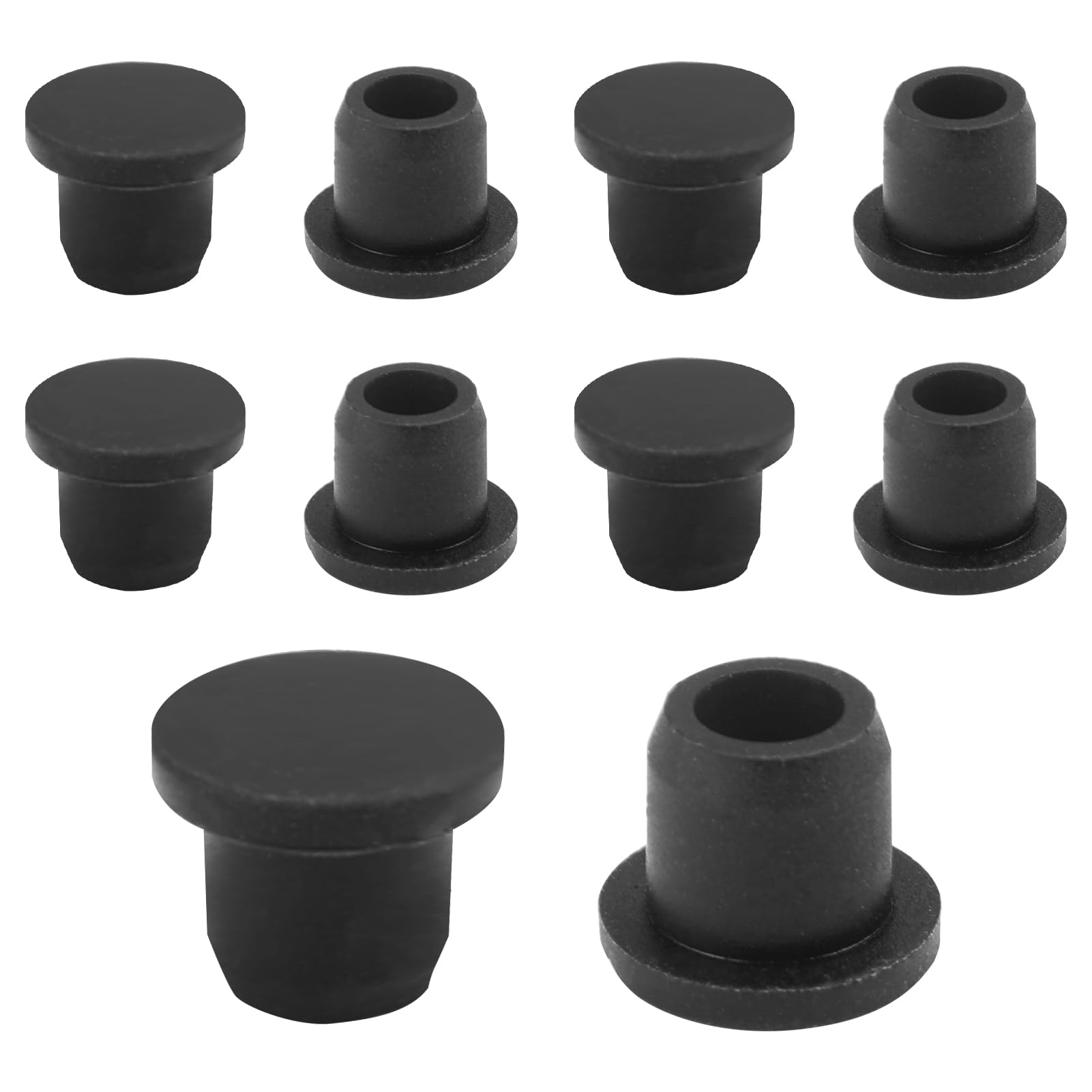 10 Pack Rubber Bungs - Silicone Flexible Bungs, 9-10mm, Black