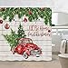 Merry Christmas Shower Curtains, Colorful Christmas Balls with Pine Fir Tree, Polyester Fabric Red Retro Truck Car with Snowflake Xmas Tree on Rustic Wood Shower Curtain, Bathroom Accessory Sets, 70in