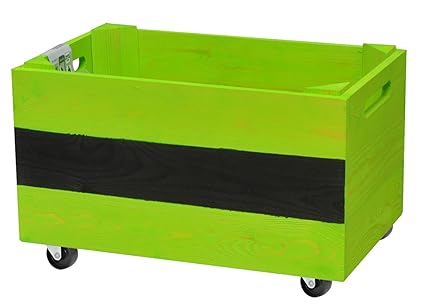 WAGNER GreenFAMILY - Mobiles Pflanzenbeet 'KräuterBOX' - Kiefer massiv, FSC, grün, 39 x 24 x 20 cm, 4 Rollen, Beschriftungsfe