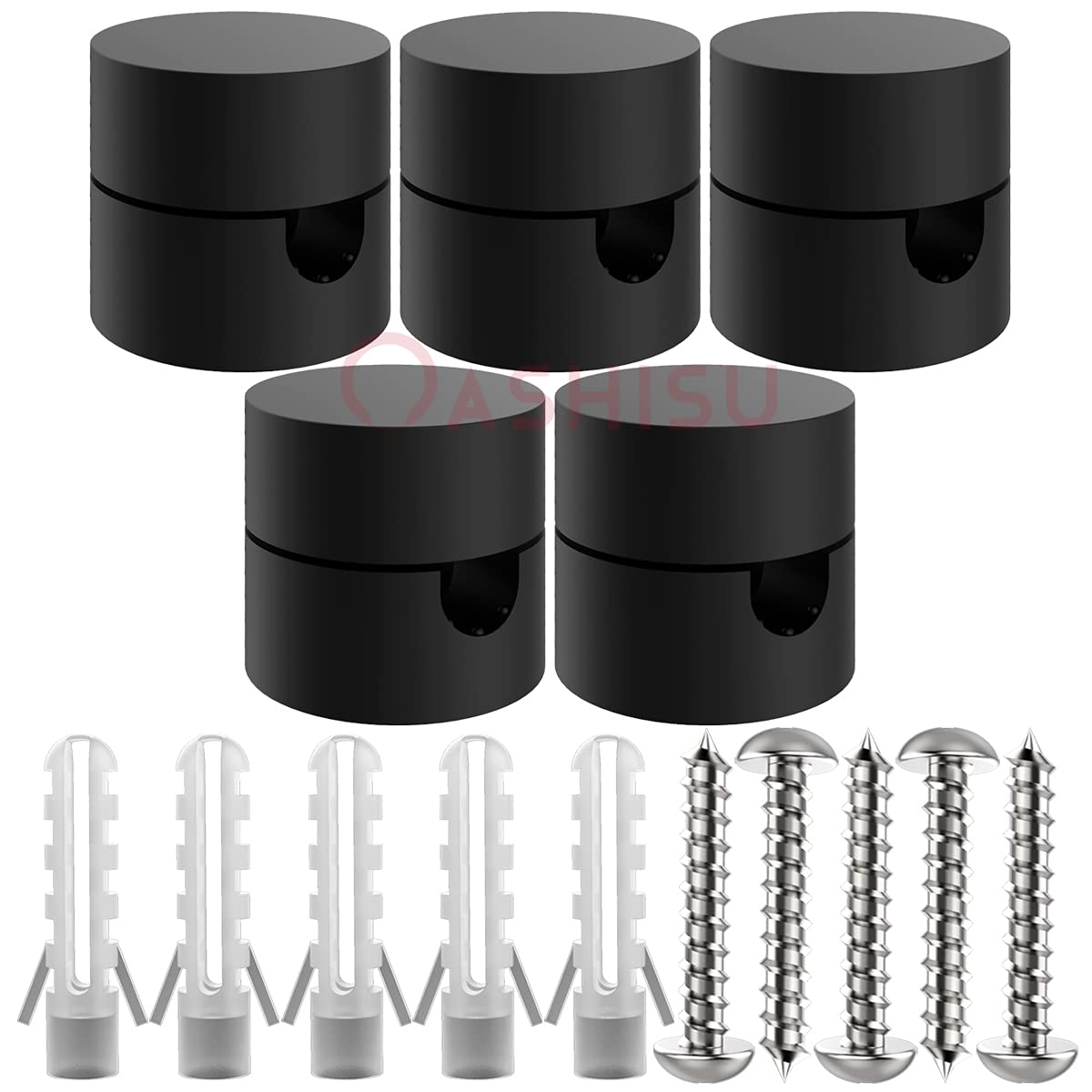 Photo 1 of OASHISU Swag Pendant Hook 5 Pack Black Lamp Hook for Fabric Electrical Cord Chandelier Ceiling Lights Wall Fixtures, Textile Cable Wire Holder Clips Management, Cable Clamps, Screw-in Hooks