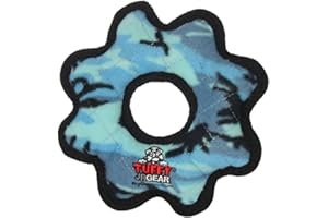 TUFFY- World's Tuffest Soft Dog Toy- Junior Gear Ring-Squeakers - Multiple Layers. Made Durable, Strong & Tough.Interactive Play (Tug,Toss & Fetch).Machine Washable & Floats. (Junior, Camo Blue)