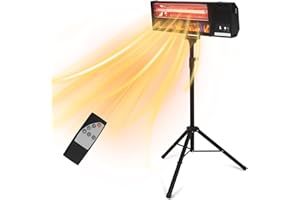 YU YUSING YUSING Outdoor Heaters for Patio, 2-in-1 Wall Mounted & Standing Infrared Heater with Remote Control, 1500W Electric Patio Heater, Waterproof & Overheat Protection(With Tripod)