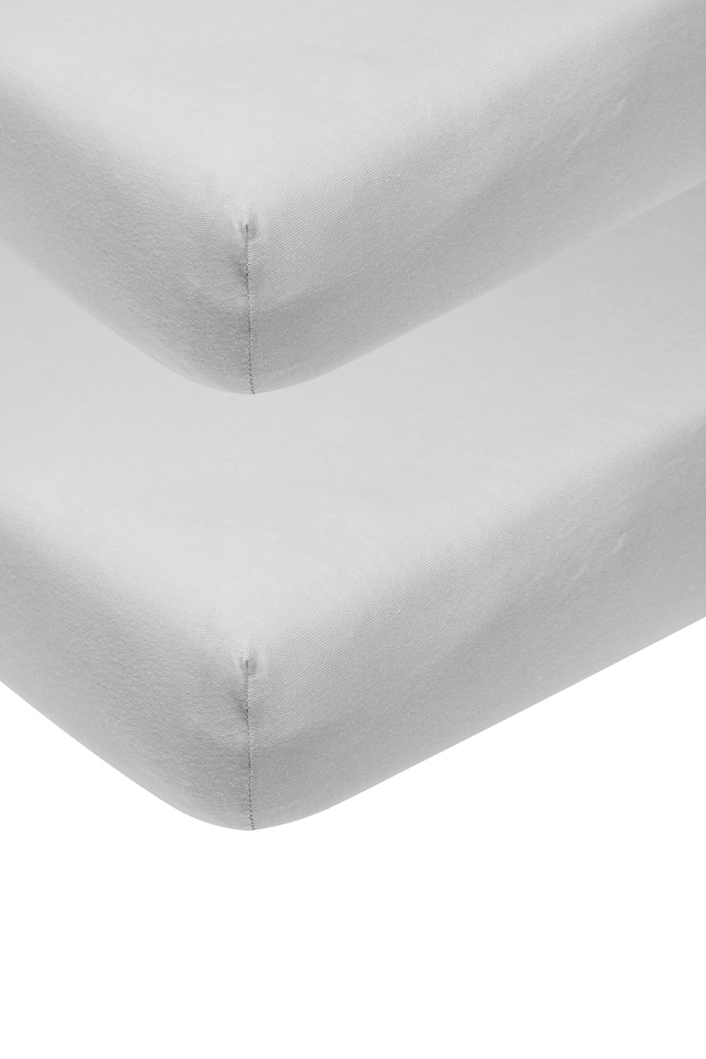 Meyco Baby Fitted Sheet Children's Bed Plain Light Grey 60 x 120 cm Pack of 2