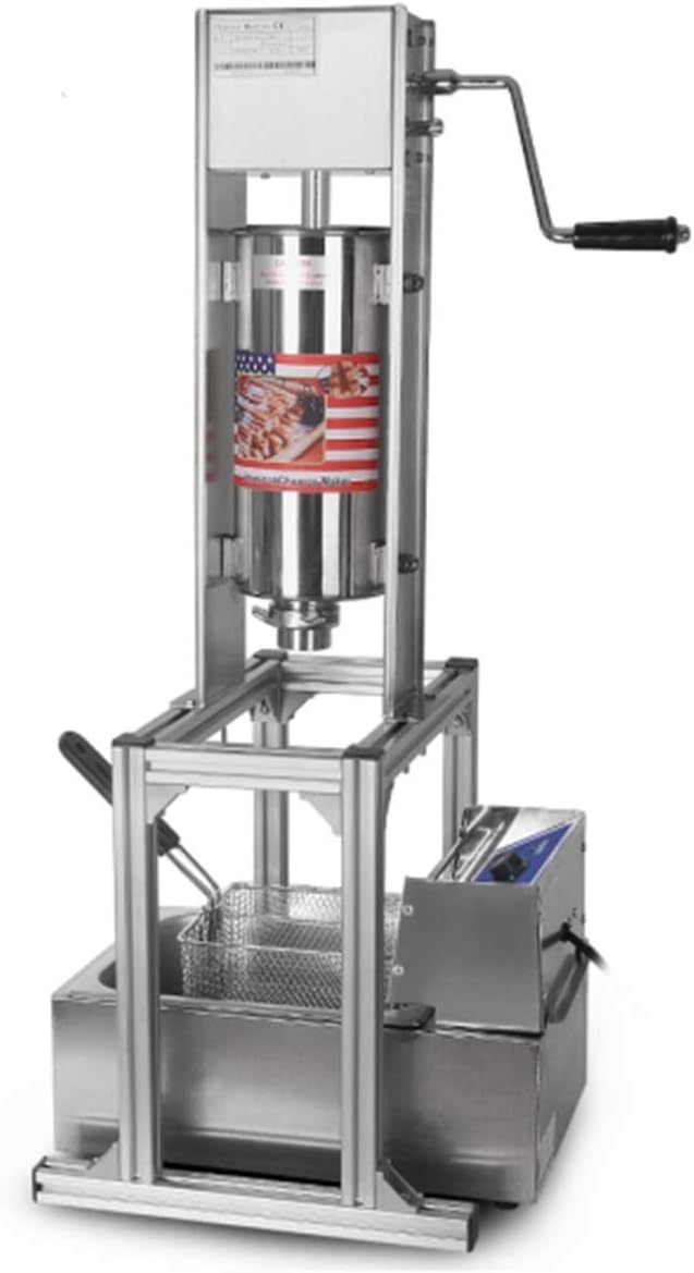 SHIYANLI Heavy Duty 5L Manual Spanish Dough Stick Machine Maker Stainless Steel with 6L Electric Deep Fryer Churro Maker Filler 220V