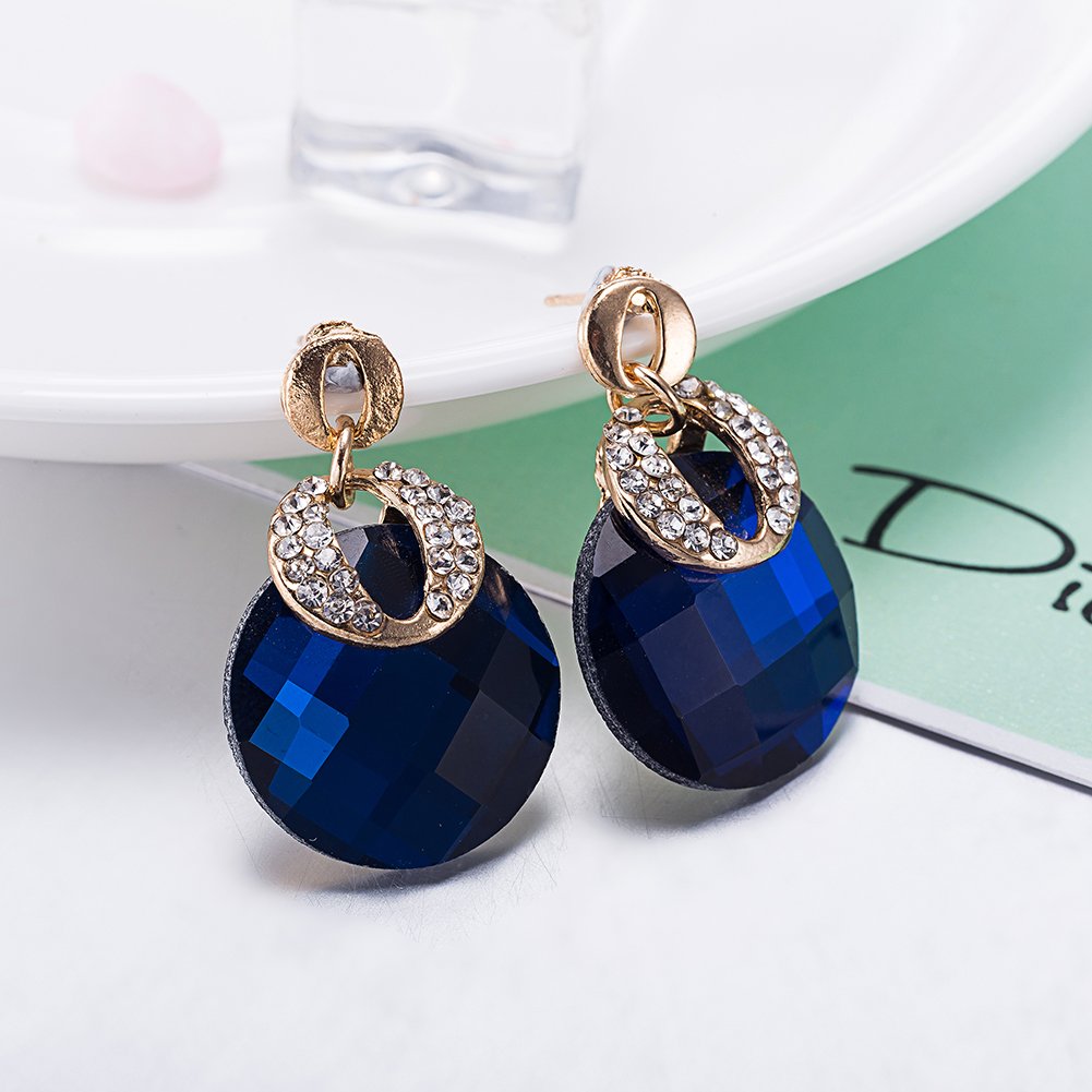 yellow chimes fancy party wear drop earrings for women (blue) (ycfjer-045rnd-bl)