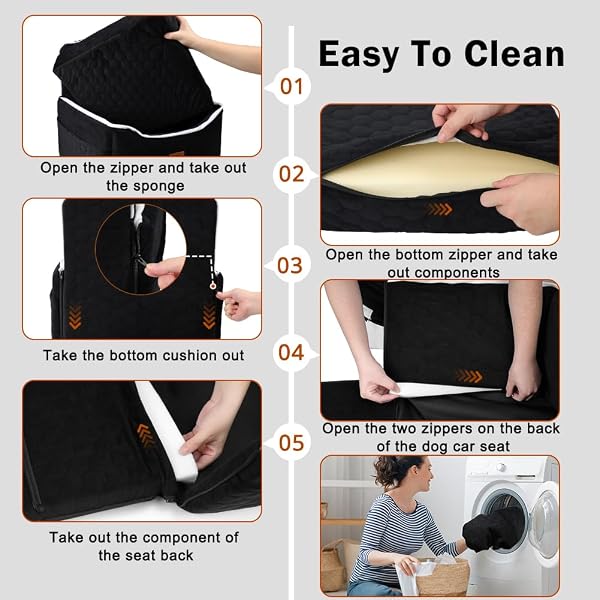 SZEE DOG CAR SEAT FOR SMALL/MEDIUM SIZED DOGS UP TO 35 LBS, DOG BOOSTER CAR SEAT WITH DETACHABLE PROTECTIVE LEATHER COVER, SAVE CLEANING EFFORT, RECLINABLE BACKREST (BLACK)