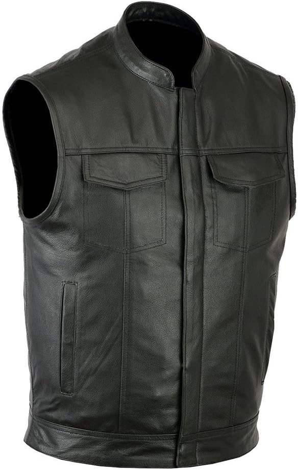 SOA Style Genuine Leather Motorbike Vest with inside pockets