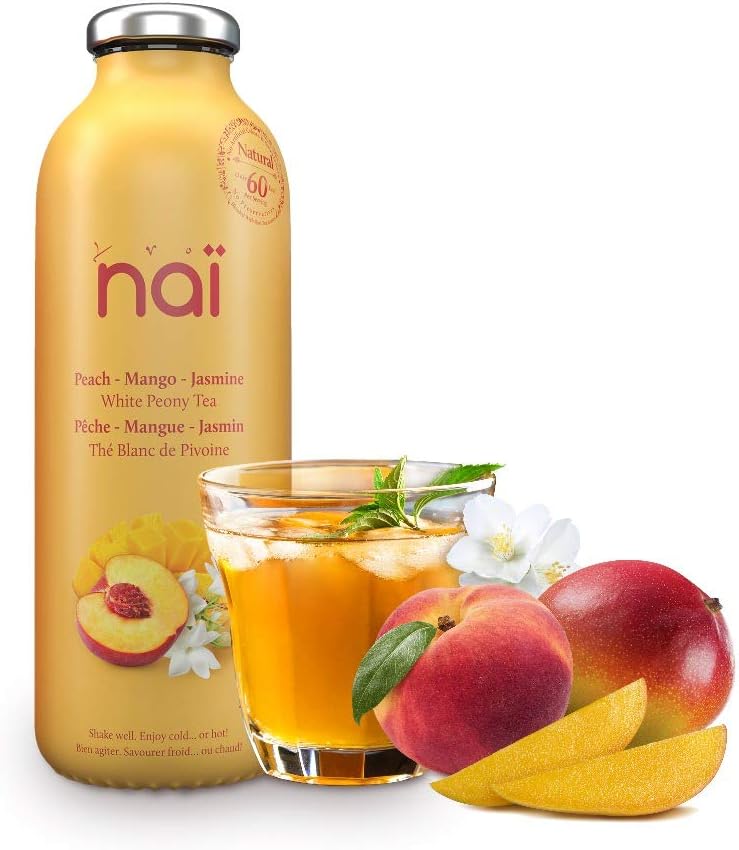 NAI Ice Tea | Pack of 4 | Peach - Mango - Jasmine - White Peony Tea | Enjoy Hot or Cold | Made of Natural Ingredients | No Artificial Colors & Sweeteners | No Preservatives | 16 OZ | Made in USA