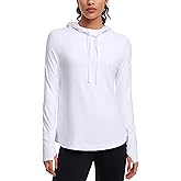 CRZ YOGA Workout Long Sleeve Shirt for Women Hoodie Pullover Athletic Hooded Sweatshirts Sports Gym Tops with Thumbhole