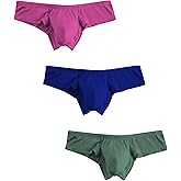UNEITIES Mens Underwear Brief Micro Modal Bikini Briefs Low Rise Half Back Coverage Silky Touch Sexy Cheeky Underpants 3 Pack