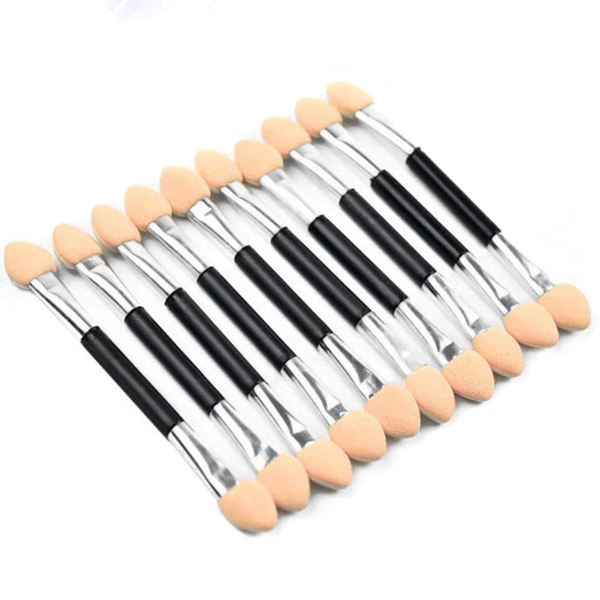 Josopa 10Pcs Dual Sided Eyeshadow Brush Disposable Dual Sided Eye Shadow Applicator Double End Sponge Foam Makeup Tool Sponge Tipped Oval Makeup Applicator