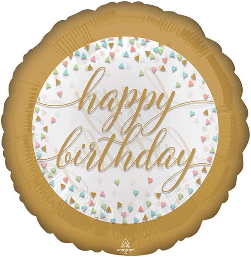 (PKT) 1 Happy Birthday Confetti Fun Foil Balloon (Standard S40), Brown, Large