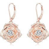 POTOPYY Flower Earrings for Women 925 Sterling Silver Lotus/Cherry Blossoms/Sunflower/Snowflake/Daisy/Rose Earrings Floral Jewelry Christmas Gifts for Women