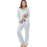 Serenedelicacy Women's Satin Pajama Set Long Sleeve Button Down Sleepwear 2-Piece Silky Pj Set