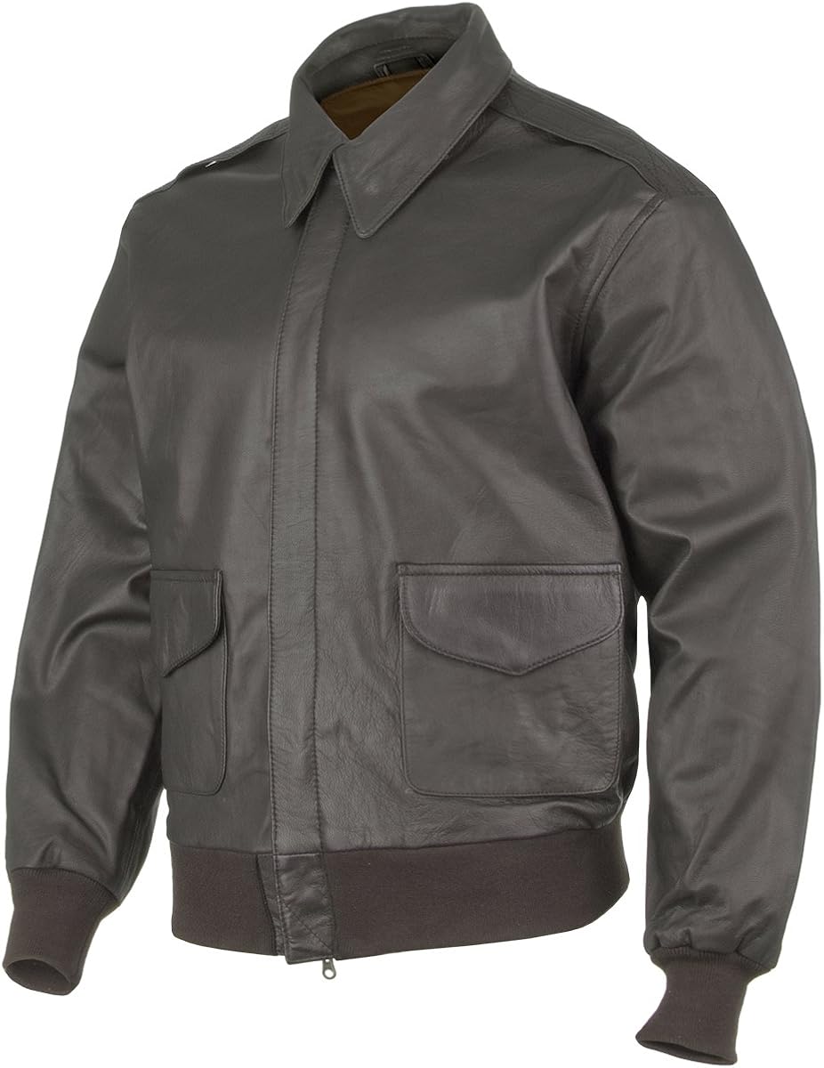 MilTec A2 Leather Flight Jacket Brown Amazon.co.uk Clothing