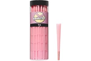SmokyJoy 100 Pack 1 1/4 Size Cones - Pre Rolling Rolled Preroll Pre Rolls Papers Cone - Cones with Filter Tips and Packing Tubes Included, Pink
