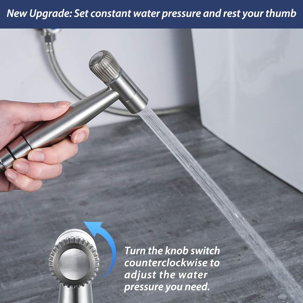 Keonjinn Handheld Bidet Sprayer for Toilet, Baby Cloth Diaper Sprayer with Superior Pressure Control Knob, Bathroom Water Bidet Sprayer Kit, Stainless Steel Bidet Toilet Attachment - - 