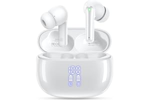 HUIFU Ear Buds Wireless Earbuds - Bluetooth Headphones 40H Playtime LED Display Deep Bass Stereo in-Ear Earphones with IPX7 Waterproof for iPhone Android Phone Tablet Laptop, Pure White
