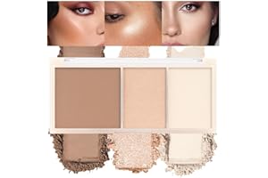SUAKE 3 IN 1 Brown Nude Face Highlight Bronzer Powder Palette for Face Cheeks Contour Brightening, Buildable Matte Coverage Natural Makeup,Ultra Sculpt Nose Shadow Eyeshadow Primer 01#