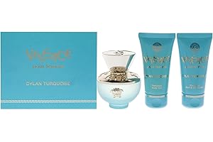 Versace Dylan Turquoise 3 Pc Gift Set for Women - 1.7oz EDT Spray, Perfumed Body Gel, Bath and Shower Gel - Packaging May Var