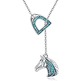 ASTRKIP Horseshoe necklace Sterling Silver Y Chain Lariat Necklace Horse Gifts Christmas Jewelry for Women