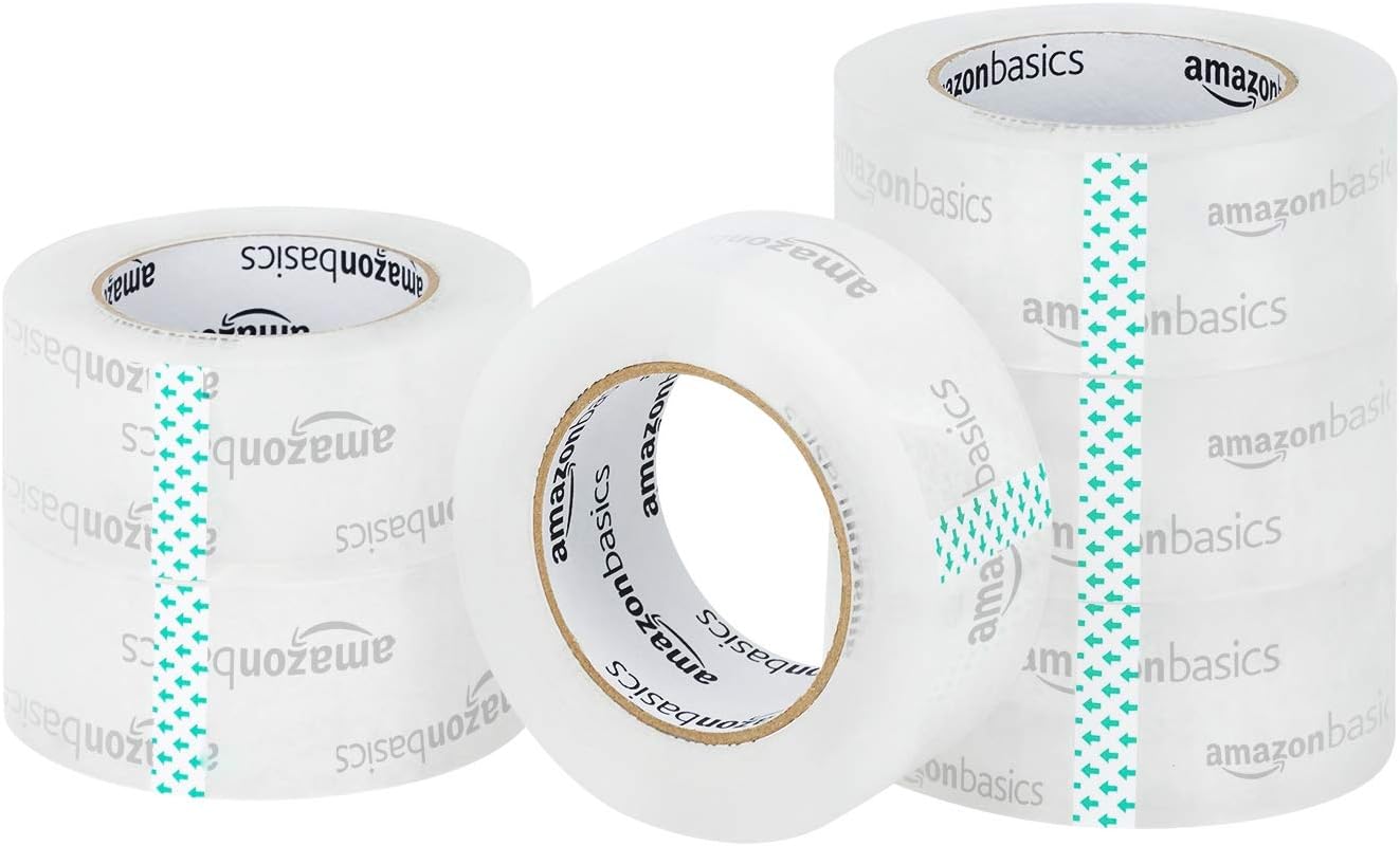 Amazon Basics Moving and Storage Packing Tape, 4.7 cm width x 99.6 meters length, Crystal Clear, 6-Pack, 4.7 cm x 99.6 m - Image 4
