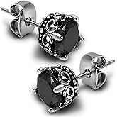 Retro Dark Shadow Stud Earrings, Hypoallergenic Stainless Steel Cubic Zirconia Earrings