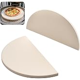 Half-Moon Ceramic Heat Deflector Plates for Kamado Joe Classic I, II, III,Big Green Egg BBQ Accessories 2-Pack,White