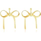 Apsvo Bow Drop Dangle Earrings for Women, Tassel Dangly Chain Earrings Bow Ribbon Jewelry
