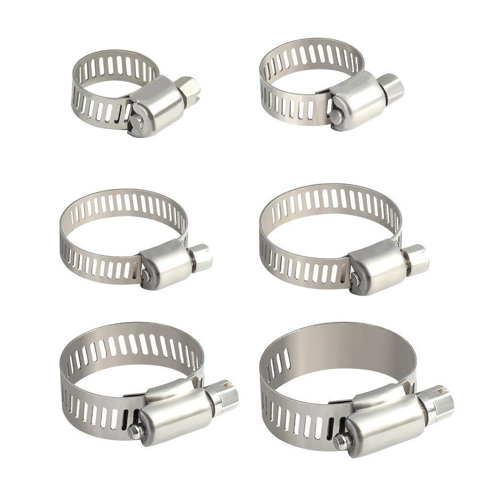 100 Pcs Hose Clamp, 10-16 mm Diameter Adjustable Stainless Steel Pipe Hose Clamp Hoops for Family Water Pipe Gas Tank Automobile Tubing